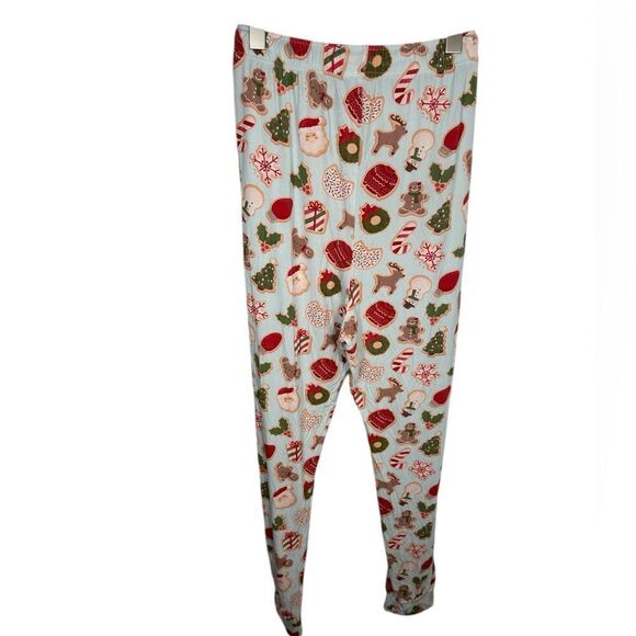 Caden Lane Light Blue Christmas Print Bamboo Pajama Jogger Pants - Picture 2 of 5